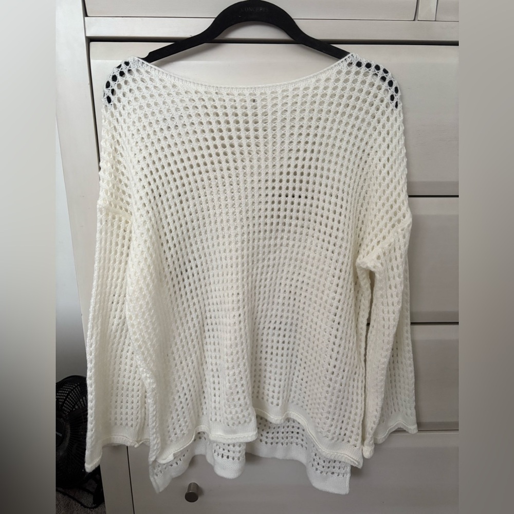Women's White Knit Sweater Beach Coverup